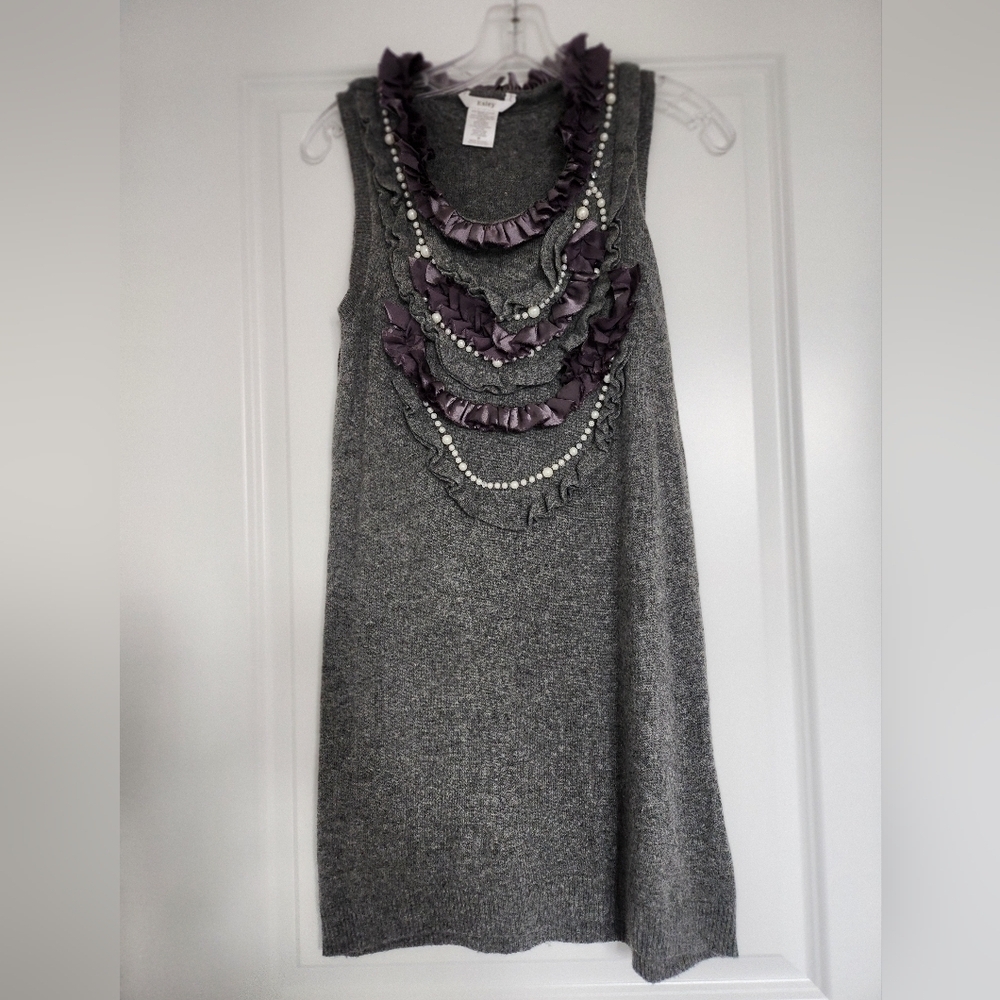 Easley Sleeveless Gray Embellished Sweater Dress size Medium